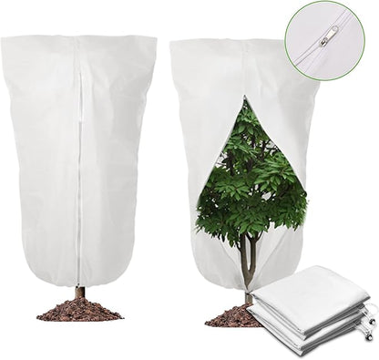2 Pack 72"x47" Winter Plant Cover Freeze Protection, 3 oz/yd² Warm Shrub Covers with Zipper Drawstring, Frost Cloth Blankets for Fruit Tree Potted Plants Garden Cold Weather Protector