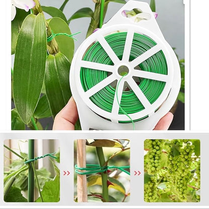 656ft (200m) Twist Ties, Garden Plant Ties with Cutter, Reusable Multifunctional Plant Ties, Fixing Vines Plant Support for Gardening Home Office(Green)