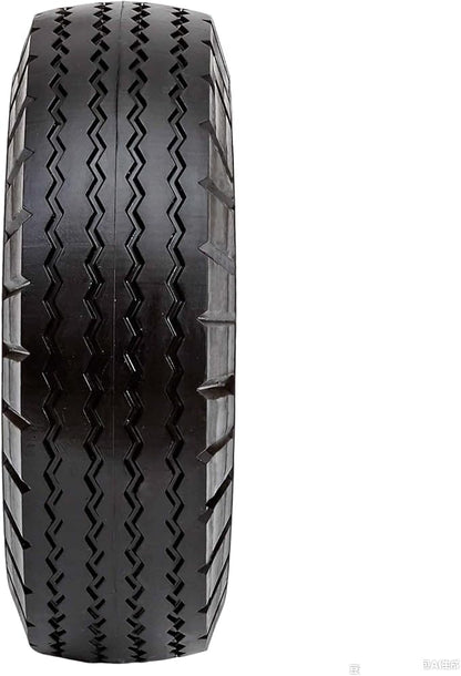 Flat Free 4.10/3.50-4 Tire with 1/2 Axle Bore, 3-4” Center Hub 10 inch Solid Tire Replacement for Hand Truck/Wagon/Garden Cart/Wheelbarrow/Dolly(Set of 2)