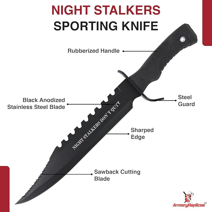Armory Replicas Night Stalkers Don't Quit Sawback Sporting Knife