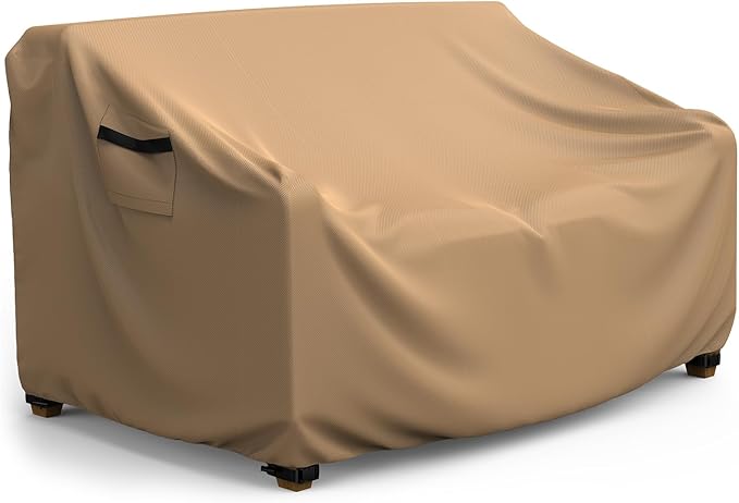 Patio Sofa Cover Waterproof - Heavy Duty 3-Seater Outdoor Couch Cover, Patio Furniture Covers with Air Vent and Handles, 85" L ×35" D×35" H, Brown