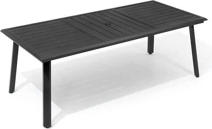 Aluminum Outdoor Dining Table for 6-8, 83" Rectangle Patio Table with 1.69" Umbrella Hole, All-Weather Deck & Backyard Furniture