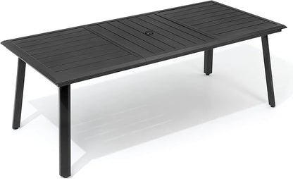 Aluminum Outdoor Dining Table for 6-8, 83" Rectangle Patio Table with 1.69" Umbrella Hole, All-Weather Deck & Backyard Furniture