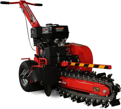 420cc 15HP E-Start Gas Powered Cable Ditching Trencher, 24'' Trench Depth, 27pcs Carbide Alloy High-Pressure Teeths, TCR1500 (Red)