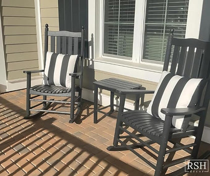 RSH Décor: Set of 4 Square and Lumbar Accent Pillows | Indoor/Outdoor All Weather Polyester Fabric | Reversible | 17” x 17” & 20" x 12" | Black & White Stripe