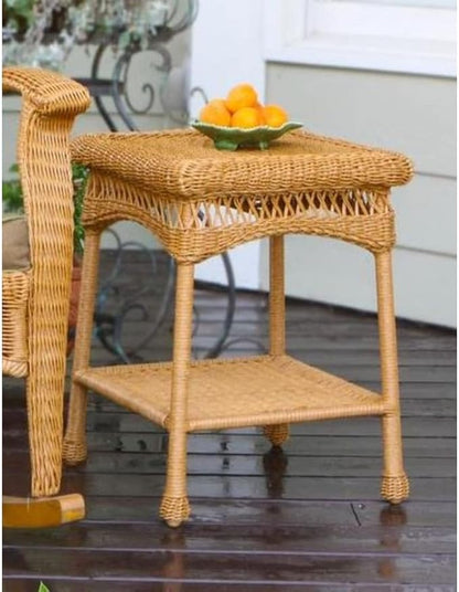 Tortuga Outdoor Portside Wicker Side Table, Amber