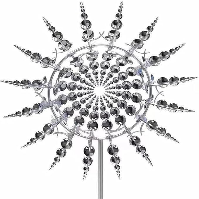 Wind Spinners for Yard and Garden，Windmills,Garden Decor for Outside,Metal Yard Art (1 PCS -Silver)