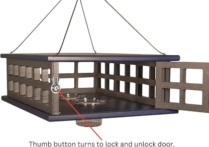 JCs Wildlife Recyled Poly Lumber Deluxe Double Caged Platform Bluebird Feeder (Gray/Blue)
