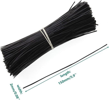 6 Inch Twist Ties,Ulifestar Cable Ties Bag Ties Plastic Coated Twist Ties 1000 Pack (Black)