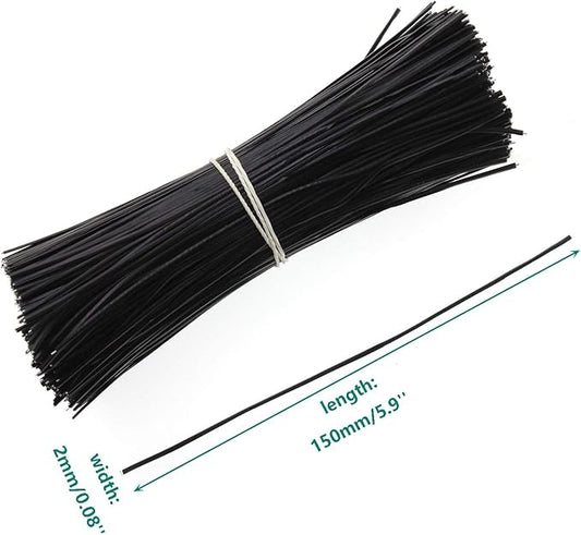 6 Inch Twist Ties,Ulifestar Cable Ties Bag Ties Plastic Coated Twist Ties 1000 Pack (Black)