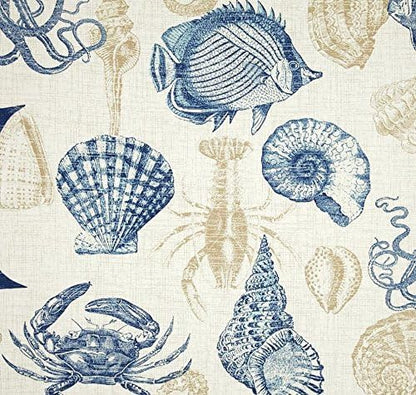 RSH DECOR: Lumbar Throw Pillows Set of 2 | 20” x 12" | All-Weather Spun Fabric | Water and Fade-Resistant | Outdoor Support Pillows for Patio Furniture | Blue Tan Crab