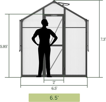 Vego Garden Junior Victorian Greenhouse 6.5 ft – Durable Aluminum Frame with Polycarbonate Panels – All-Season Greenhouse for Backyard or Patio
