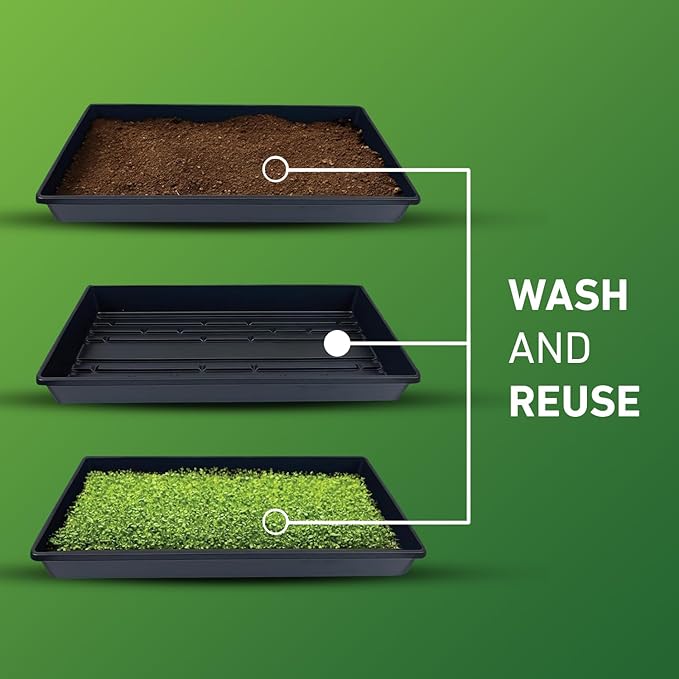 10x20 Inch Black Plastic 25 Pack Plant Propagation Tray – Growing Trays for Garden, Planting, Seedling, Soil & Hydroponic Horticulture - Microgreen Trays Grow Plants - No Drain Holes