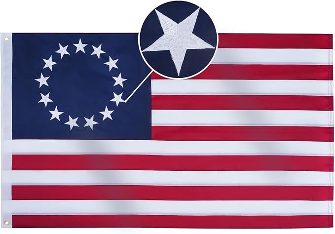 Homissor Betsy Ross Flag 4x6 Feet Embroidered 13 Star American Flags for 250th Anniversary Heavy Duty Outdoor Colonies Banner for Outside