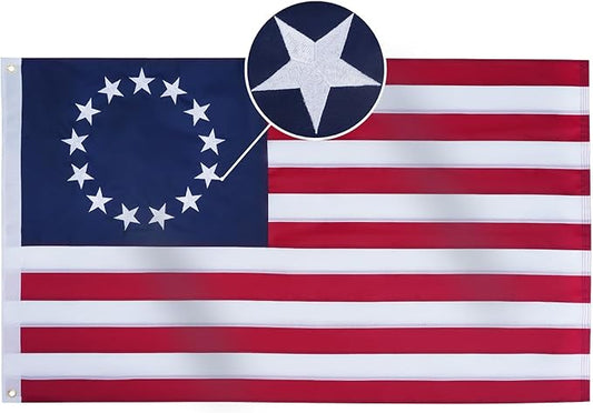 Homissor Betsy Ross Flag 5x8 Feet Embroidered 13 Star American Flags for 250th Anniversary Heavy Duty Outdoor Colonies Banner for Outside