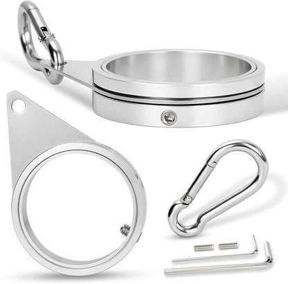2" Large Flag Pole Rings, 2 Pcs Aluminum Alloy Spinning Flag Pole Ring Clips Swivels, 360° Rotating Anti Wrap Flagpole Ring Hardware with Stainless Steel Carabiners for 1.6-2" Diameter