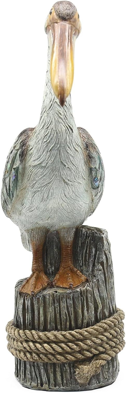 Lukitas Standing Pelican Statue and Sculpture Decor, Coastal Beach Bird Figurine, Creative Decorative Ornament for Home Garden Lawn Outdoor, Resin 14''