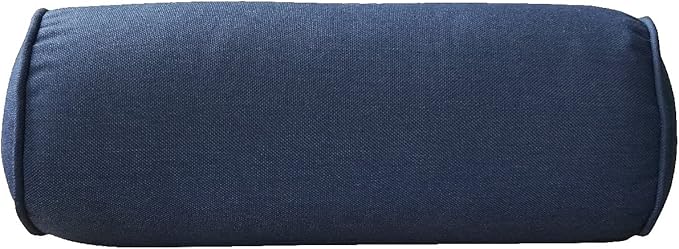 Indoor/Outdoor Bolster Pillows, 16x6 inches Solid Round Lumbar Cylinder Throw Pillows for Outdoor Furnitures, Set of 2, Navy Blue