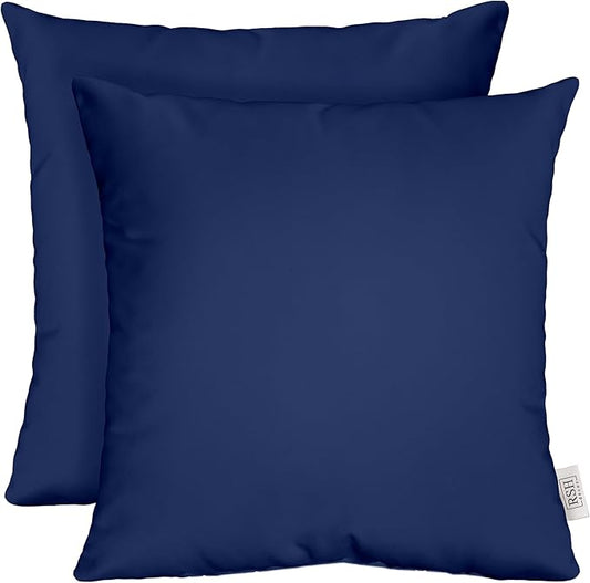 RSH DECOR: Square Throw Pillows Set of 2 | 24” x 24” | All-Weather Spun Fabric | Water and Fade-Resistant | Outdoor Accent Pillows for Patio Furniture | Navy Blue