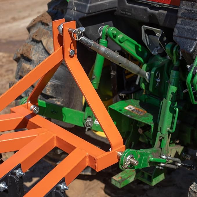 Titan Attachments 3 Point 4ft Notched Disc Harrow Plow Attachment for Cat 1 Tractors, Concave Discs for Tilling, Loosening and Lifting Soil