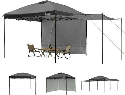 KAMPKEEPER 10x10 Easy Pop Up Canopy Tent with Sidewalls, Instant Outdoor Shade Shelter with Removable 10FT Sun Walls, Quick Setup Waterproof and UV-Resistant for Patio (Black, 2 sidewall)