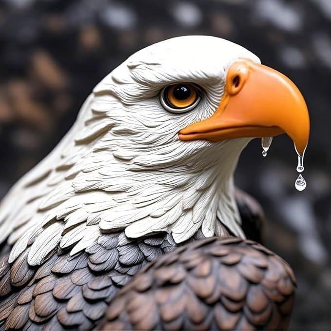 Bald Eagle Statue Outdoor - Large American Eagle Figurine, Garden Sculpture for Outside, Yard, Lawn Decor, Hand-Painted Weather-Resistant Resin, 24.4-Inch