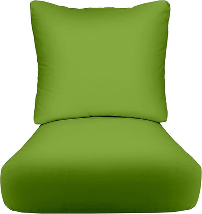 RSH DECOR Deep Seating Cushion with Pillow Back | 25” x 25.5” x 5" Seat | Water and Fade-Resistant Spun Fabric | Made in USA | Outdoor Chair Cushion Set for Patio Furniture (Kiwi Green)