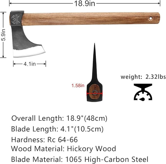 Throwing Axe Set, 3 Pack 18.9" Throwing Axes and Tomahawks with 1065 High Carbon Steel & Hickory Wooden Handle, Perfect for Axe Throwiing Game, Competition and Recreation, Gift for Men