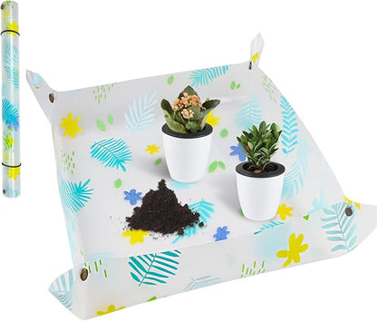 Herda Plant Repotting Mat Waterproof Potting Mat for Indoor Plants Gardening Potting Tray Soil Mat Indoor Plant Accessories Garden Gifts for Plants Lovers (Clear, 24" x 23")