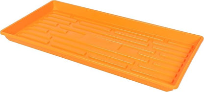 SUNPACK 10" x 20" Heavy Duty Shallow Plastic Seed Starting Tray, Orange, 1" - No Drainage Holes, Perfect for Greenhouses or Indoor Gardening