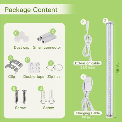 T5 LED Grow Lights, 1.4Ft 5000K Full Spectrum White Grow Lights for Indoor Plants Strip, Greenhouse Succulent Seed Starting, End-to-End Design
