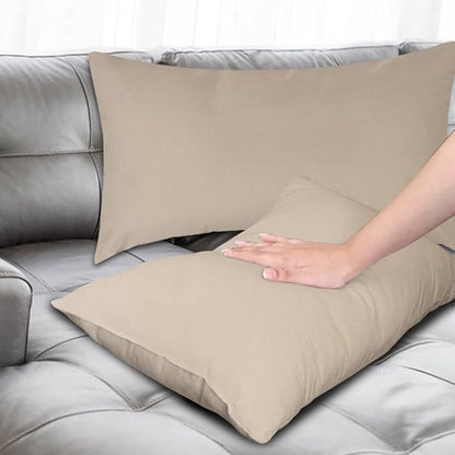 Covers & All Premium Square Throw Pillow Inserts with Covers Set of 4, 12 x 20 Inches Beige, Decorative Cushions for Couch Sofa Home Decor Office Travel UV Resistant Waterproof Soft Cushions Pillows