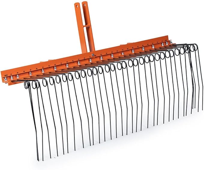 Titan Attachments 3 Point 5 FT Pine Straw Needle Rake, Category 1 Tractors, Coil Spring Tines, Drag-Behind Landscape Rake
