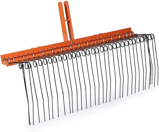 Titan Attachments 3 Point 5 FT Pine Straw Needle Rake, Category 1 Tractors, Coil Spring Tines, Drag-Behind Landscape Rake