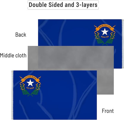AMZFLAG Nevada State Flag 3X5 ft Double Sided, Heavy Duty Nevada Flags 3 Ply Polyester NV State of Nevada Flag for Outdoor Thick Material