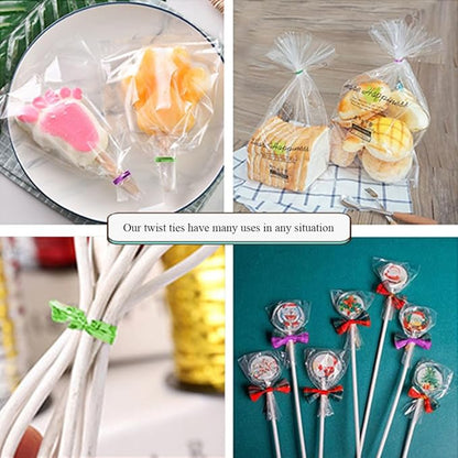 HAHIYO 350Yards/1050Feet/320M Green Metal Twist Ties for Bread Candy Coffee Plant Garden Cellophane Treat Bags Gift Wrapping Plastic Halloween Party Cake and Craft Projects