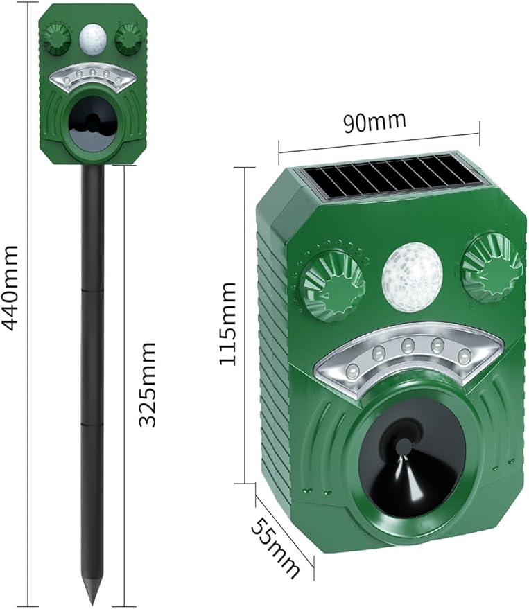 Cat Squirrel Repellent Outdoor Electric Devices with Motion Sensor,Animal Scare Away Raccoon Rabbit Deterrent Deer Armadillo Fox Coyote Skunk Repellent for Yard Patio Lawn Garden