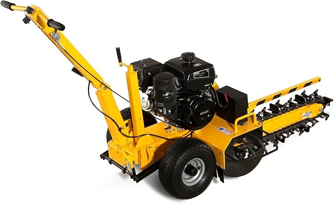 429cc 14HP Kohler Gas Powered E-Start Cable Ditching Mini Trencher,24'' Trench Depth, 27pcs Carbide Alloy High-Pressure Teeths,TCR1500 (Yellow)