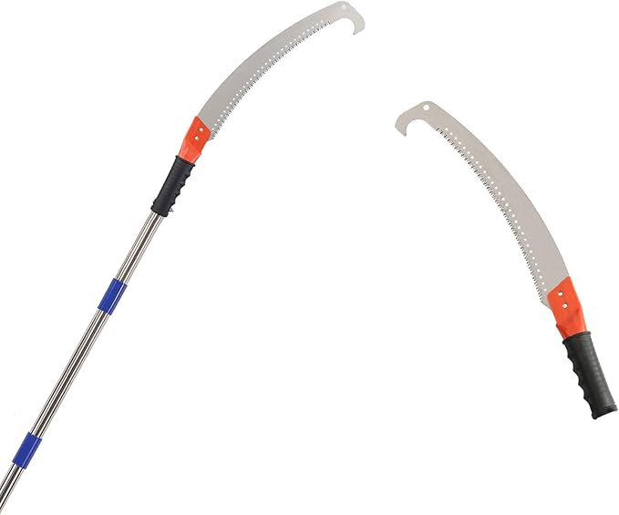 HOSKO 10FT Pole Saw for Tree Trimming, Long Extension Pruning Saw, Blade Tree Trimmer Pole, Manual Pole Cutter for, Yard Garden and Patios Trees Branches Cutting