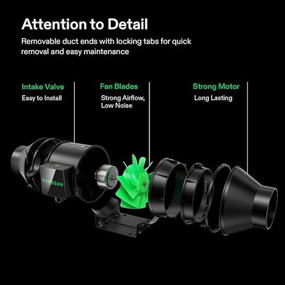 VIVOSUN Smart Air Filtration G4 Kit 4", AeroZesh G4 Inline Duct Fan with E12 Speed Controller, Carbon Filter & 8' Ducting, Cooling & Ventilation System for Grow Tents, Indoor Gardening, Hydroponics