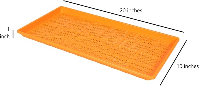 SUNPACK 10" x 20" Heavy Duty Mesh Plastic Seed Starting Tray, Orange, 1" (Pack of 30) - Ensures Water Drainage and Aeration, Perfect for Greenhouses or Indoor Gardening