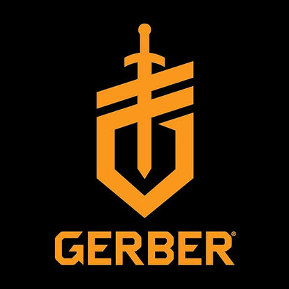 Gerber Gear Prodigy Fixed Blade Survival Tactical Knife - Full Tang, Serrated Edge Knife - American High Carbon Steel Blade - Molded Soft-Grip - with Protective MOLLE Sheath - Black