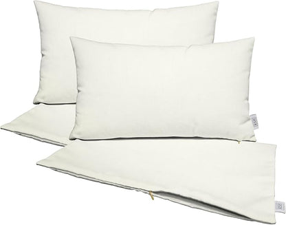 RSH DECOR: Sunbrella Pillow Covers Set of 4 | Covers Only - 26" x 16" | Outdoor Lumbar Pillow Covers Crafted with Sunbrella Performance Fabric | Canvas White