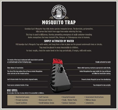 Grandpa Gus’s Mosquito Trap - Effective Long Term Outdoor Mosquito Control Killer Trap, Eco Friendly Insect Prevention for Patios and Gardens (Pack of 2)
