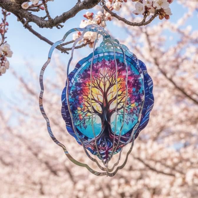 Tree of Life Wind Spinner, 3D Hanging Stainless Steel Garden Spinner, Wind Spinner Hanging for Outdoor & Indoor Décor, Unique Gifts for Yard Garden Decoration or Patio Décor (Tree of Life)
