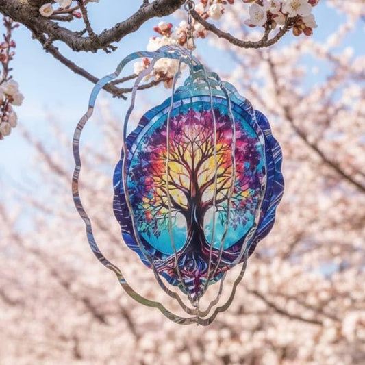 Tree of Life Wind Spinner, 3D Hanging Stainless Steel Garden Spinner, Wind Spinner Hanging for Outdoor & Indoor Décor, Unique Gifts for Yard Garden Decoration or Patio Décor (Tree of Life)