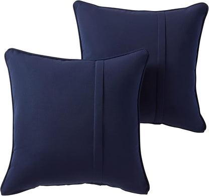 Greendale Home Fashions Sunbrella 20" Square Outdoor Throw Pillow with Removable Cover (Set of 2), Canvas Navy