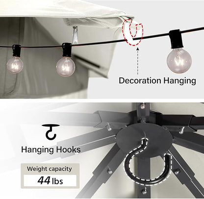 LAUSAINT HOME Outdoor Patio Gazebo 10'x13' with Expansion Bolts, Heavy Duty Gazebos Shelter Party Tent with Double Roofs, Mosquito Nettings and Privacy Screens for Backyard, Garden, Lawn, Cream White
