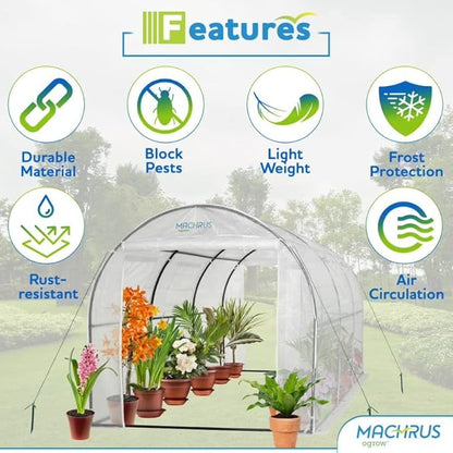 Machrus Ogrow Deluxe Walk-in Tunnel Greenhouse with White Cover