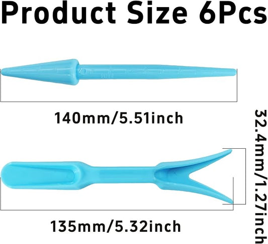 6PCS Mini Garden Hand Succulent Transplanting Tools Set, Plastic Seedling Dibber and Digging Tools for Indoor Gardening, Home Plant Care, Repotting, Lawn Maintenance(Blue)
